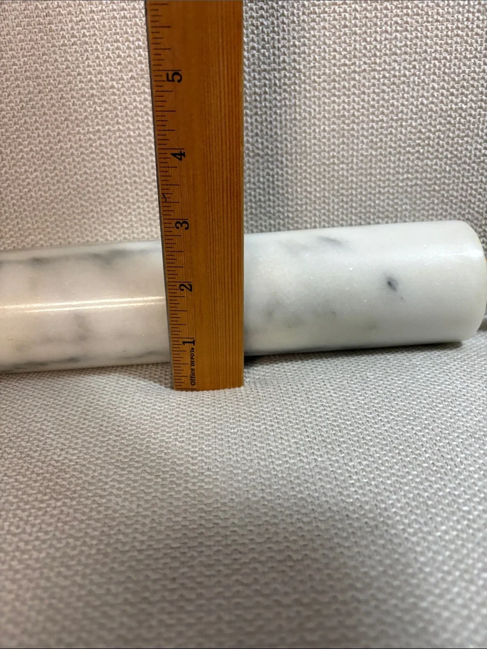 Vintage - White Marble Rolling Pin with Wooden Handles